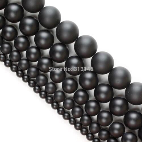 Wholesale Natural Stone Round Black Matte Onyx Agate Strand Beads 4 6 8 10 12MM For Beading Bracelet Necklace DIY Jewelry Making