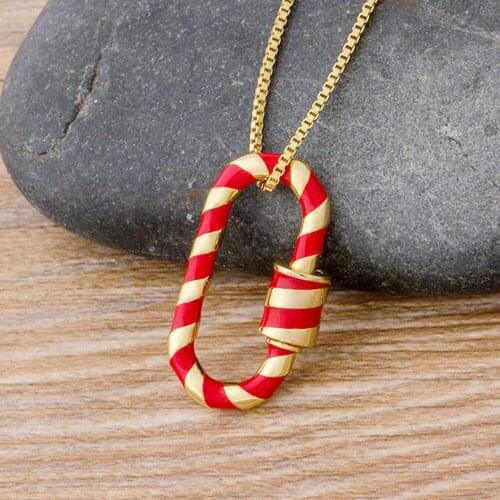 Hot Sale U Shape Lock Necklace Gold Chain Carabiner Copper Screw Clasp Pendant Necklace For Women Fashion Charm Jewelry Gift