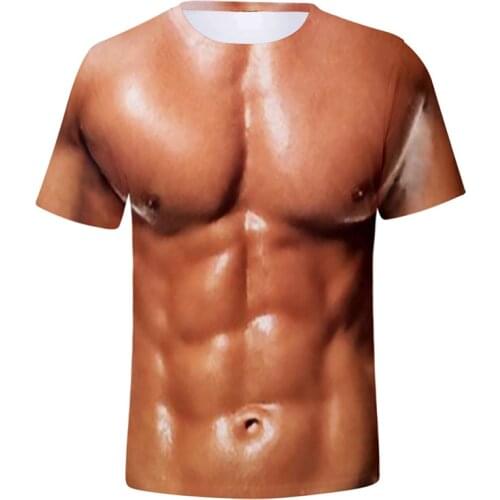 2020 Fashion Mens T-shirt Fitness Body Pattern 3D Printing Streetwear Muscular Body Style T-shirt Sports and Leisure