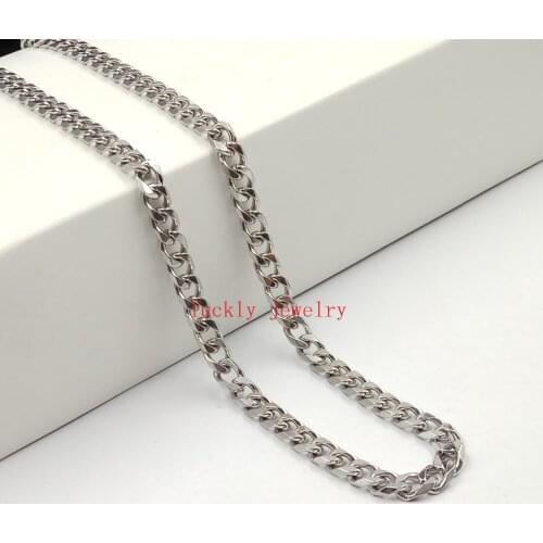 Fashion jewelry wholesale 10pcs Lot in bulk Stainless Steel Curb chain Women Mens Necklace 5mm 24