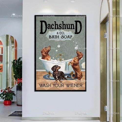 Dachshund Co Bath Soap Wash Your Wiener - Dachshund Poster- Dog Lover Pet- Best Gift Prints- Decor Wall Modern Home Decor