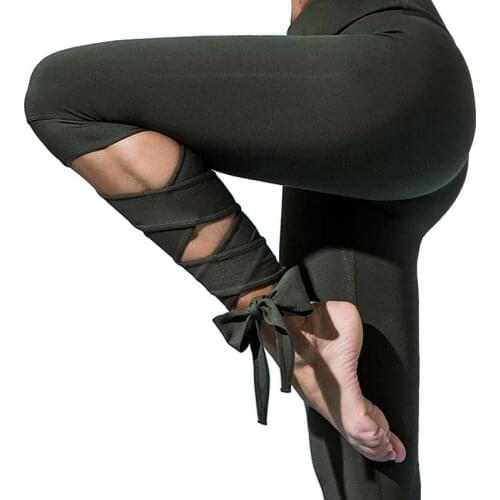 New Women Bandage Yoga Pants Fitness High Elastic Leggins Running Tights Stretch Sport Pants Gym Sportswear Jogging Trousers