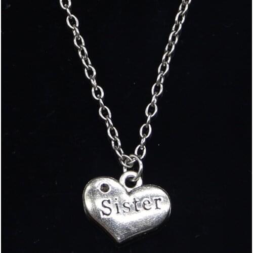 New Fashion Necklace 13x15mm double sided heart sister Pendants Short Long Women Men Colar Gift Jewelry Choker