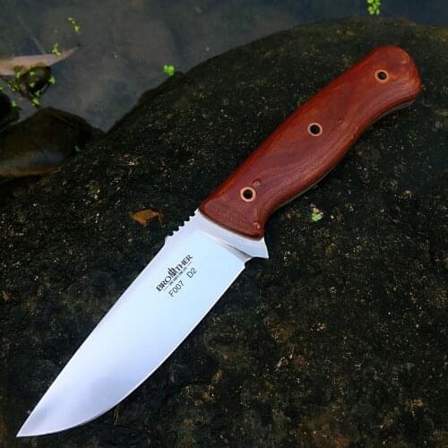 Brother F007 Fixed Blade Knife D2 Sharp Durable Outdoor Camping Hunting Survival Tactical Straight Knives EDC Tool Carrying
