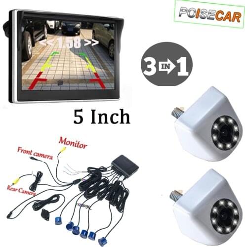 Parking Sensors 6 Auto Car Detector Parktronic Camera Rear Front Reverse Backup Radar 5 Inch Car Monitor 800x480 HD System