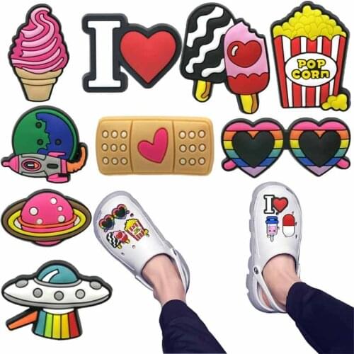 1pcs Original Spaceship PVC Shoe Charms Medical Accessories Decorations Popcorn Syringe UFO Jibits For Croc Charms Kids Gift
