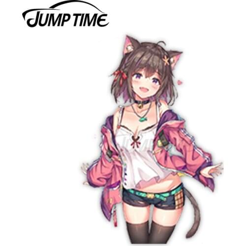 Jump Time 13cm x7.2cm Car Sticker Sexy Cat Anime Girls Decals Funny Laptop Trunk SUV JDM Waterproof Vinyl Car Decor