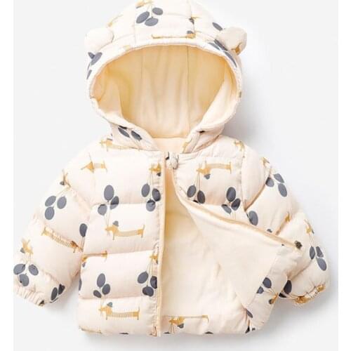 PatPat Baby 3D Ear Cartoon Print Long-sleeve Hooded Down Coat Outwear