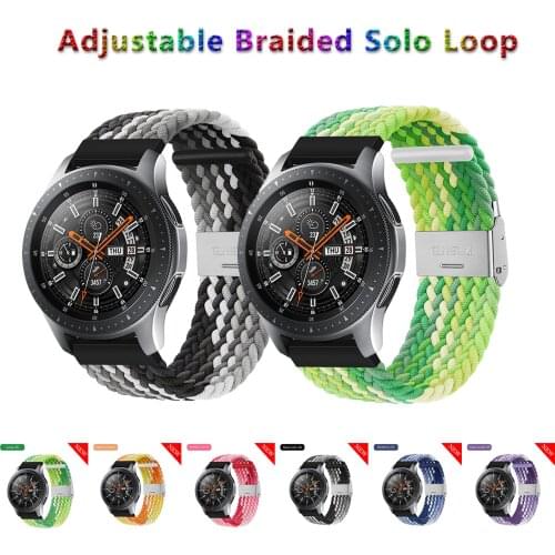 20/22mm Adjustable Braided Solo Loop For Huawei watch GT 2 Pro 2e Strap for Samsung Galaxy watch 3/46 42mm/active 2/Gear S3