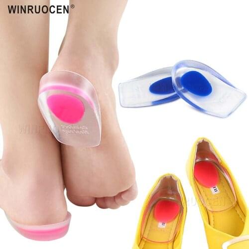 Silicone Gel Heel Cups Half Length Height Increase Insole for Shoes Inserts for Plantar Fasciitis Bone Spur & Achilles Pain