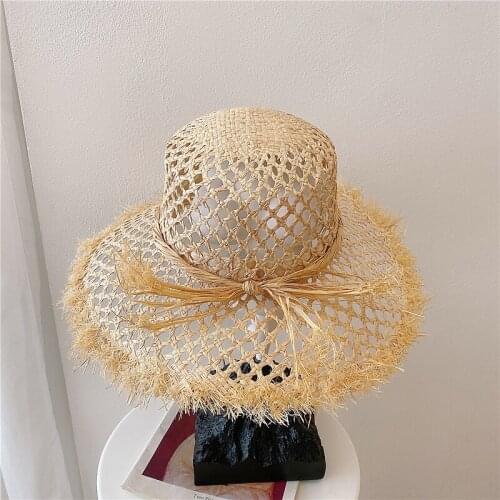 New Spring Summer Hollow Raffia Hand-woven Straw Hat Female Korean Fashion Seaside Vacation Beach Sun Hat Sombreros Para Hombre