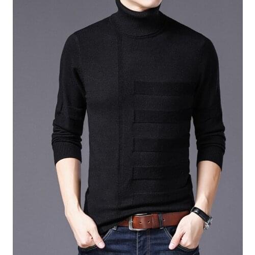 Christmas Sweater Men Slim Fit Turtleneck Men High Neck Pullovers Mens Sweaters 2020 Winter Thick Cashmere Homme