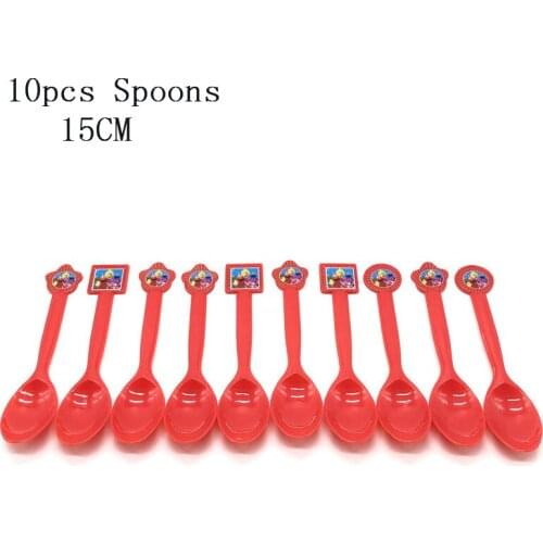 Themed;Sesame Stree Elmo Plastic Disposable Tableware Kids Birthday Party Supplies Spoon Party Festival Decoration Spoon 10/pcs