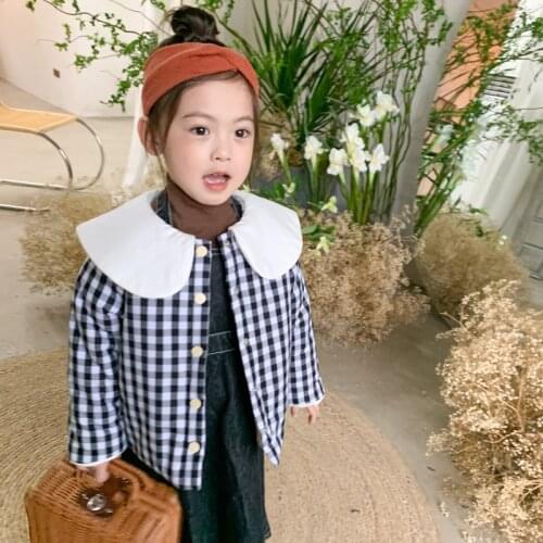 DFXD High Quality Winter Baby Girls Cartoon Rabbit Ear Collar Plaid Cotton Padded Coat Thick Warm Childrens Jacket Kids Outwear