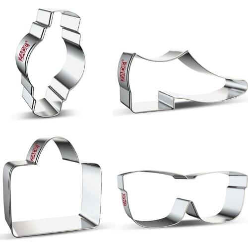 ZADE Fathers Day Cookie Cutters Briefcase Leather Shoes Watches Biscuit and Fondant Cutter - Stainless Steel
