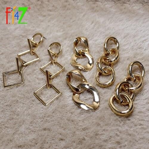 F.J4Z Minimalist Chic Earrings for Women Golden Alloy Chain Linked Dangle Earring Ladies Party Show Geometric Jewelry Dropship