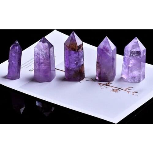1PC Natural Amethyst Crystal Point Mineral Ornament Healing Wand Home Decoration Study Room Decoration DIY Gifts Free Shipping
