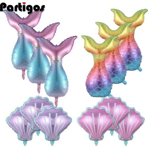 12pcs/set Mermaid Tail Sea Shells Balloons Ocean Helium Balloon for Birthday Wedding Summer Beach Mermaid Sea Theme Party Decors