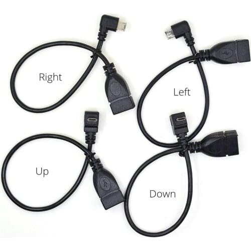 20CM 90 Degree Right & Left & Up & Down Angled Micro USB 2.0 5Pin Male to USB 2.0 A Female Extension connector Adapter OTG cable