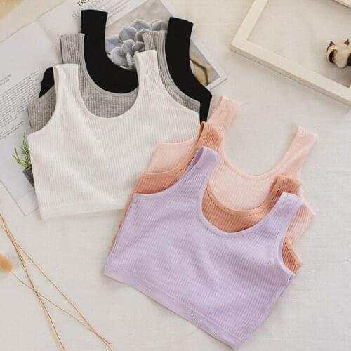 4pcs Cotton Puberty Underwear Training Bras Womans Sports Vest School Students I-shaped Vest Soft Girls Bra Youth Teen