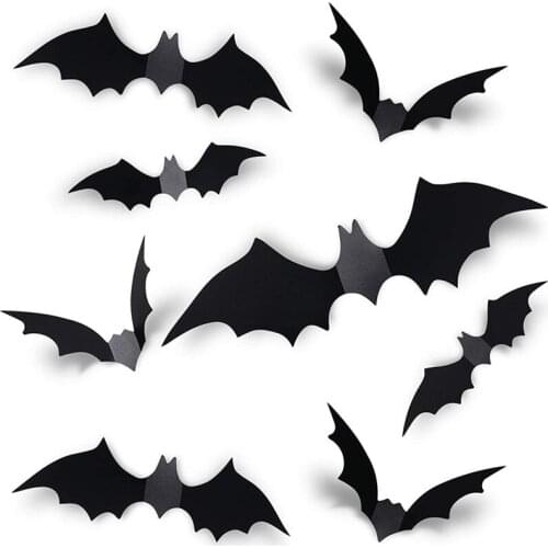60pcs Halloween Decoration 3D Bat Wall Stickers DIY Decor Bar Room Horror Bats Halloween Party Scary Decos Props Wall Sticker