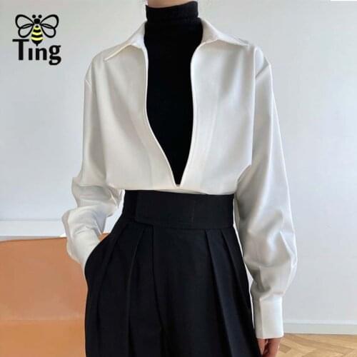 Tingfly Designer Fashion Lapel Collar Fashion Blouse Women Casual Spring Autumn Streetwear New Female Shirts Blusa Moda Zaful