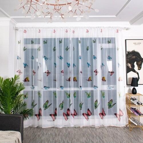 One Piece Big Butterfly Print Special Yarn Transparent Window Screen 100cm Wide for Living Room Home Decor