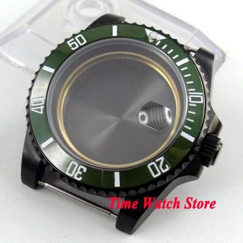 5 models BLIGER 40mm PVD coated watch case fit ETA 2836 movement ceramic bezel sapphire glass for SUB mens watch C35
