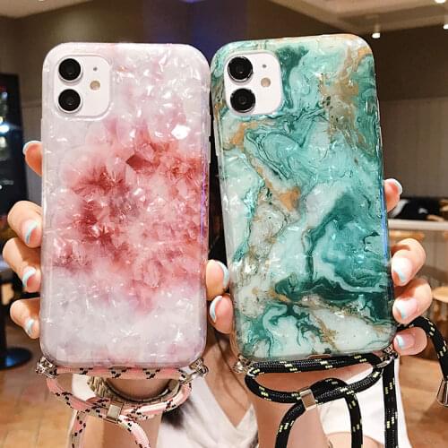 Dream Shell Marble Phone Case For iPhone SE 2020 11Pro Max XR XS Max X XS 7 8 6S Plus With Lanyard Rope Cord Cover For iPhone 12