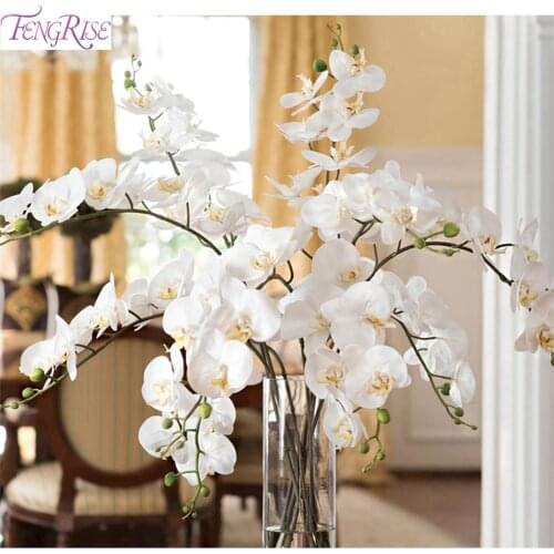 FENGRISE White Phalaenopsis Orchid Artificial Orchid Flower for Wedding Party Decor Orchid Flower Bouquet Bridal Shower Decor