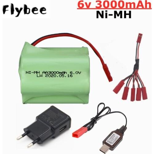 6v 3000mAh Battery Charger Sets For RC Cars Robots Tanks Gun rc Boats AA 2400mah 6v NiMH Rechargeable Battery Pack jst plug