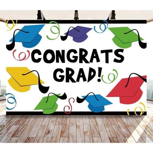 Colorful Bachelor Hats Congrats Grad Party Backdrops Photography College Student Graduation Of 2021 Photo Backgrounds