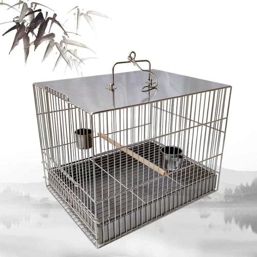 Square Stainless Steel Bird Cage Parrot Cage with Bath Bird Out of The Carrying Case One-piece Welding Pet Breeding Cages