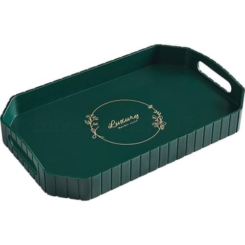 Light luxury tray rectangular green living room cup tea cup tea tray household drain cup tea cup flat plate