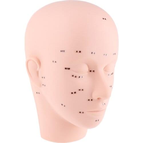 Massage Training Mannequin Makeup Head Manikin Face with Acupuncture Points for Eyelash Lip Extension Practice Model Soft PVC