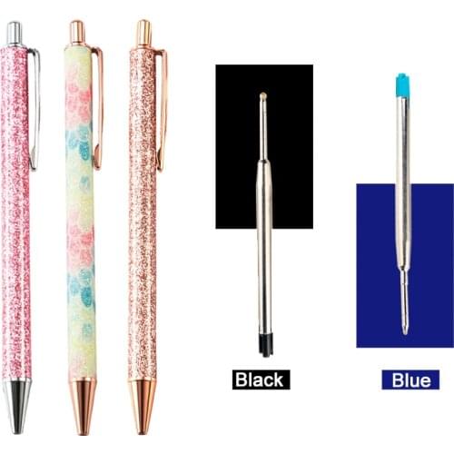 4PCS/Lots Metal Spinning Ballpoint Pen Blue Black Ink Refill 1.0mm Roller Pen Office School Pen Stationery Items for Kids Gift