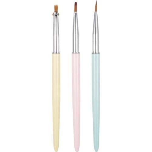 3Pcs/Set Nail Art Lines Painting Pen Brush Gel UV Polish Tips Flower 3D Design Manicure Pedicure Drawing DIY Tool Kit