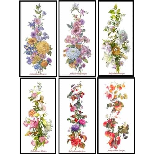 Embroidery Counted Cross Stitch Kits Needlework - Crafts 14 ct DMC DIY Handmade Decor - Flowers Vertical banner