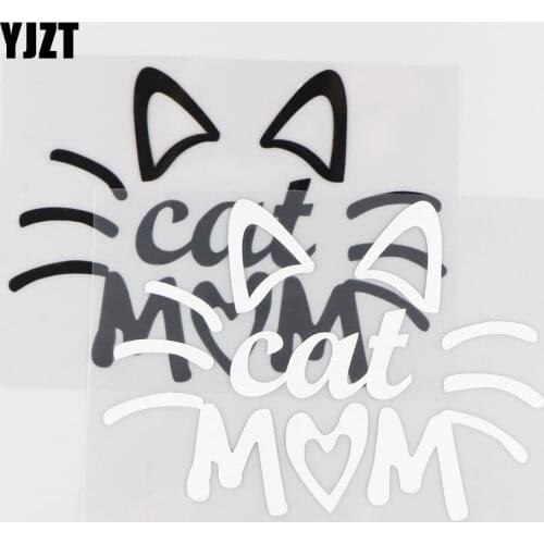 YJZT 15.3CM*11.3CM Cat Mom Car Sticker For Window Door Decorate Personalized And Creative Stickers Black/Silver 4A-0131
