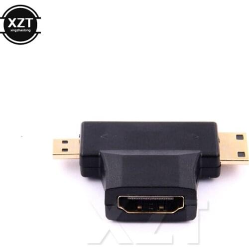 New 2-in-1 Mini HDMI-Compatible Male + Micro HDMI-Compatible Male to HDMI-Compatible Female Adapter for tablet notebook TV