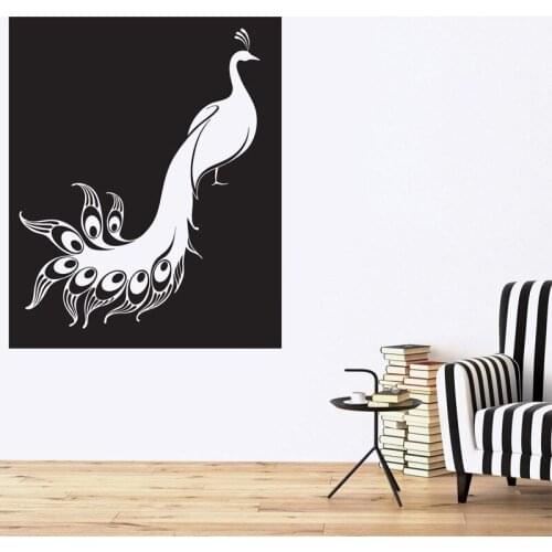 Peahen Wall Sticker Wonderful Bird Decal Feather Plumage Home Decor Pretty Unusual Tail Living Room Decoration Removable Mural