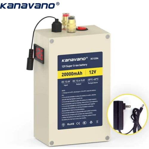 12V 20Ah rechargeable lithium Ion batteries binding post Built-in BMS For outdoor Lighting Portable with 12.6V 2A DC Charger