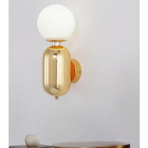 Bedside LED Wall Lamp Nordic Glass Ball Bedroom Studio Mirror Front Modern Wall Light Luminarias De Interior Lighting