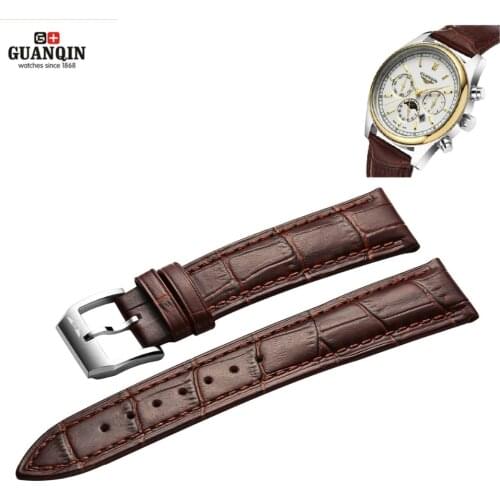 2021 GUANQIN Watchband Buckle Black Brown Watchbandes Leather Watch band 20mm High Quality Watch Strap