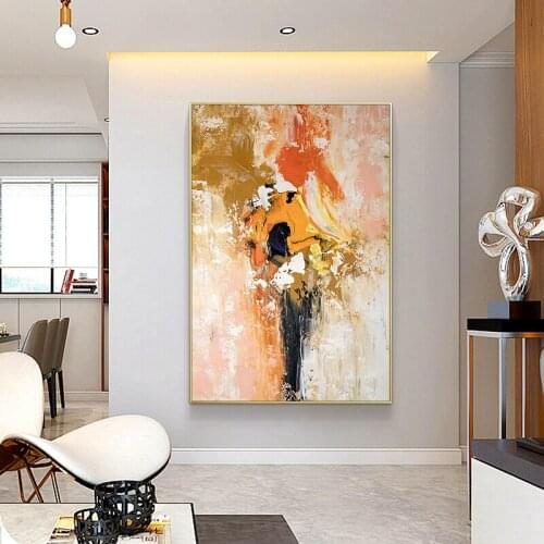 Hand Painted Black Orange Abstract Oil Paintings on Canvas Hug Lover Hot Coulple Pictures Art For Living Room Bedroom Wall Decor