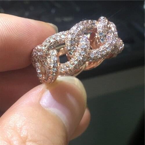 Handmade Hiphop Cross Promise ring Silver color Pave 384pcs AAAAA Cz Party wedding band rings for women Men Rock Jewelry