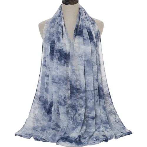 New Arrival Chiffon Maxi Scarves Wrap Women Muslim Hijab Headscarf Turban Tie Dye Sunscreen Long Shawl Soft Foulard 180*70CM