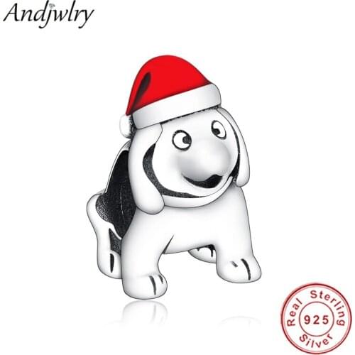 Fit Pandora Charms Bracelets 925 Silver Original Dog Christmas Charm Beads for Making DIY Jewelry Berloque