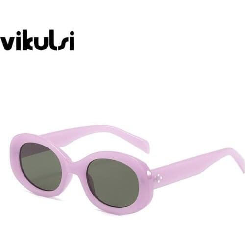 Fashion Candy Purple Sunglasses Women Men Brand Designer Retro Popular Round Sun Glasses UV400 Oval Shades Gafas Feminino UV400