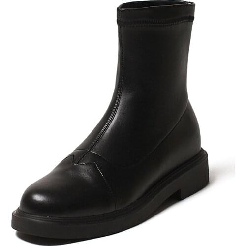 PU Thick-Soled Foot Comfortable Ankle Boots Street Trend Soft Breathable Waterproof Platform Womens Boot Flat Neutral Work Shoe